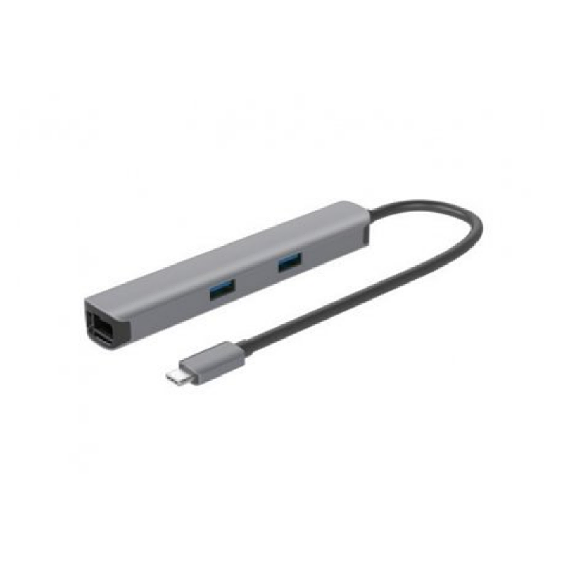 Adapter E-Green USB 3.1 USB-C (M) - HDMI + 2 x USB 3.0 + SD/TF+PD 100W + RJ45 (F)1000 Mbps (7 u 1)
