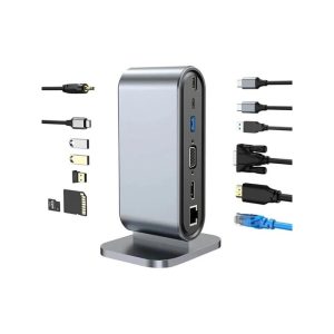 Adapter Fast Asia USB-C HUB na HDMI+VGA+4xUSB+SD/micro+RJ45+ PD+2xTIP C+Audio
