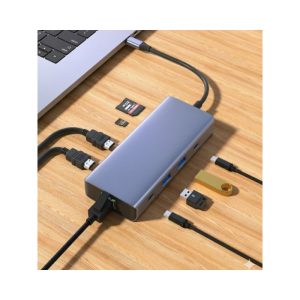 Adapter Fast Asia USB-C na 2xHDMI+2xUSB+2xTIP C+SD/TF+RJ45