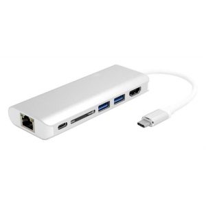 Adapter Fast Asia USB-C na HDMI+ 2xUSB 3.0+ SD+ USB-C+ RJ45