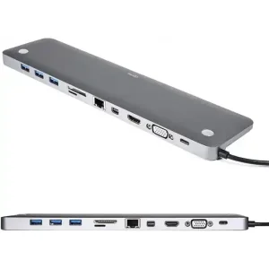 Adapter USB-C 11, 1 4K HDMI, VGA, USBx3, AUX, SD, TF, USB-C/PD, Lan KT-1101G Kettz