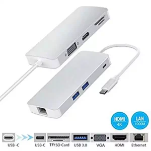 Adapter USB-C 3.1 na VGA, HDMI, 4xUSB 3.0, SD, Type C/LAN Linkom