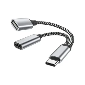 Adapter USB-C (M) na USB-C (F)+USB 3.0 crni
