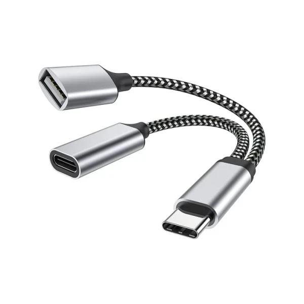 Adapter USB-C (M) na USB-C (F)+USB 3.0 crni