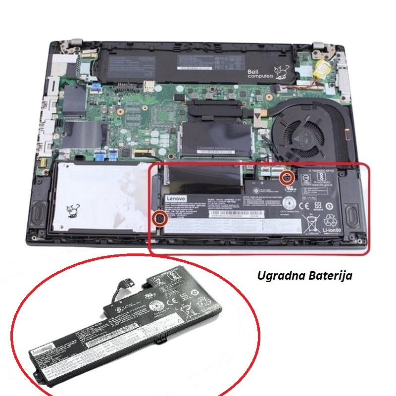 Baterija za laptop Lenovo ThinkPad T480 T470 A475 A485 - ugradna – slika 3