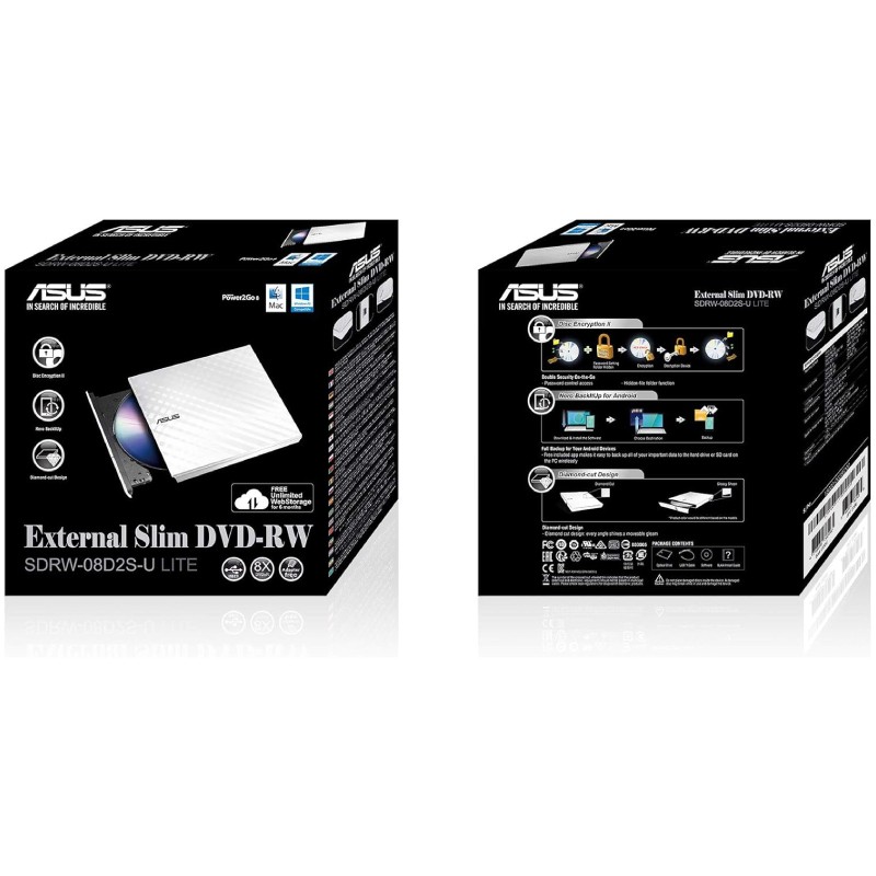 Eksterni DVD rezač Asus SDRW-08D2S-U LITE beli – slika 3