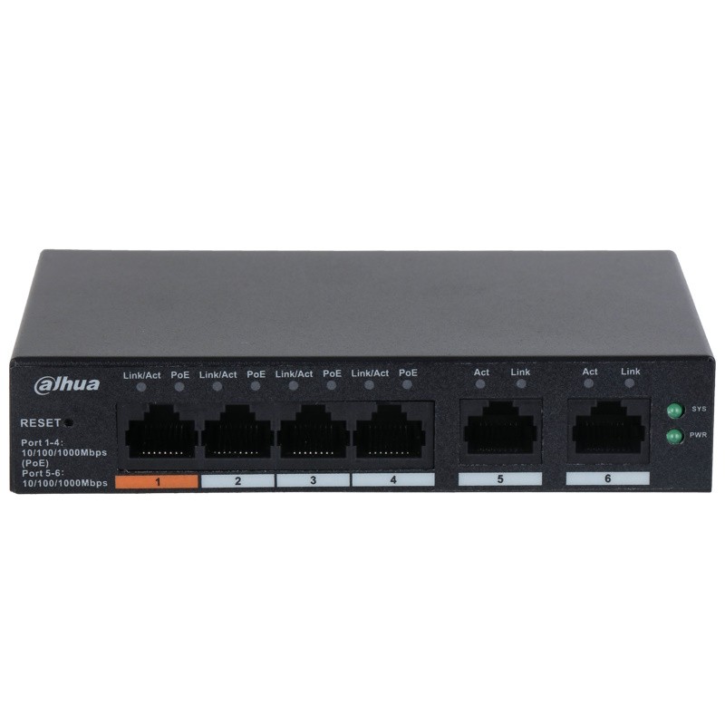 Gigabitni mrežni svič Dahua CS4006-4GT-60, 6 portova, PoE+, upravljivi