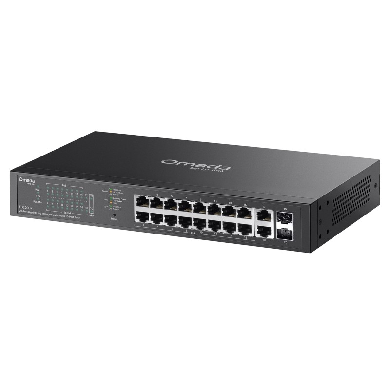 Gigabitni mrežni svič TP-Link ES220GP Omada, 20 portova, PoE+, Smart