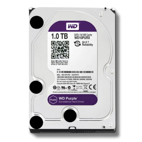 Hard disk 1TB WD Purple 3.5" SATA za video nadzor (WD10PURX)