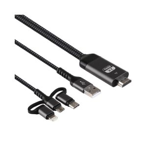 Kabl Fast Asia HDMI 2K na (Micro+USB-C+iPhone) povezuje TV+mob 2m