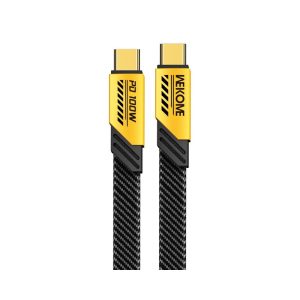 Kabl Wekome WDC-192 3.1 USB-C M/M 1m, za Superbrzo punjenje 100W/480Mbps, flat-crno-žuti