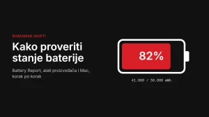 Kako proveriti stanje baterije laptopa: preostali kapacitet 82% (41.000 od 50.000 mWh)