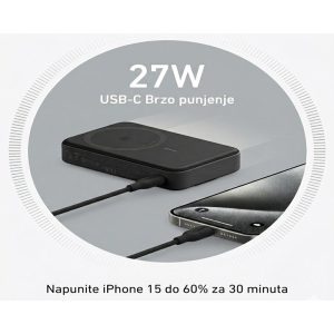 Magnetni power bank Anker MagGo 10000mAh 27W, crni