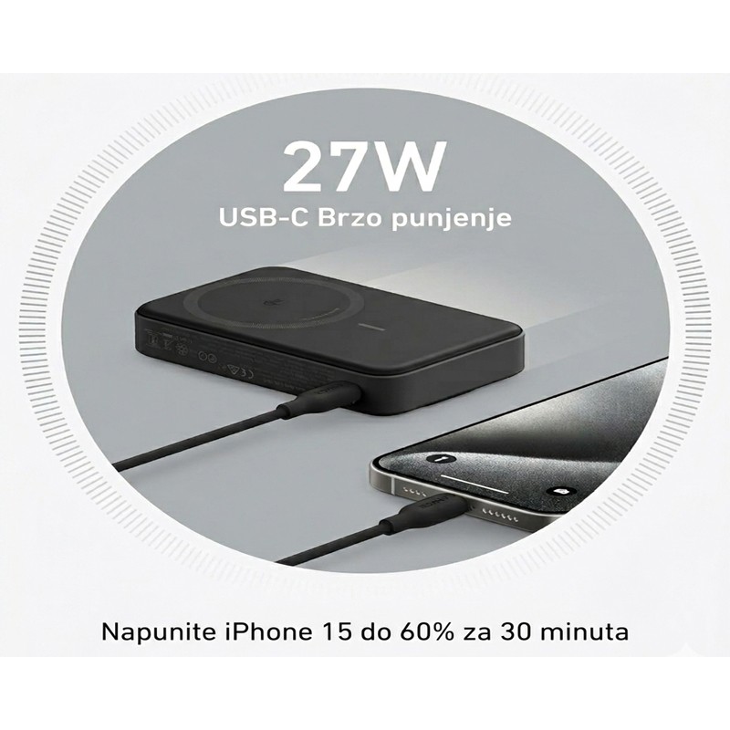 Magnetni power bank Anker MagGo 10000mAh 27W, crni