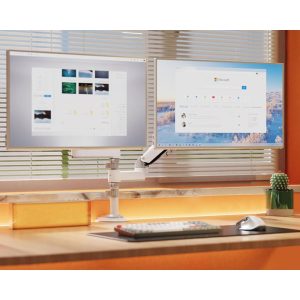 Nosač za monitor North Bayou H180-XE stoni nosač za dva monitora beli 17-27 inča