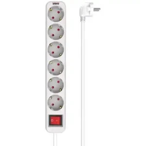 Produžni kabl sa prekidačem 6 utičnica 3m Max MPS-106S-3M Beli