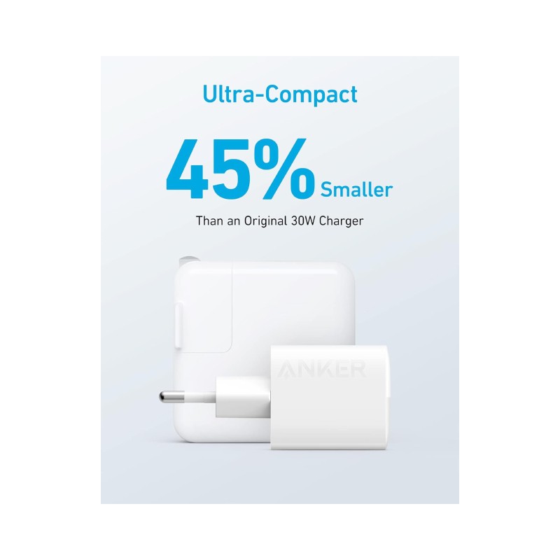 Punjač za telefon Anker 323 33W, USB-C i USB-A, beli – slika 3