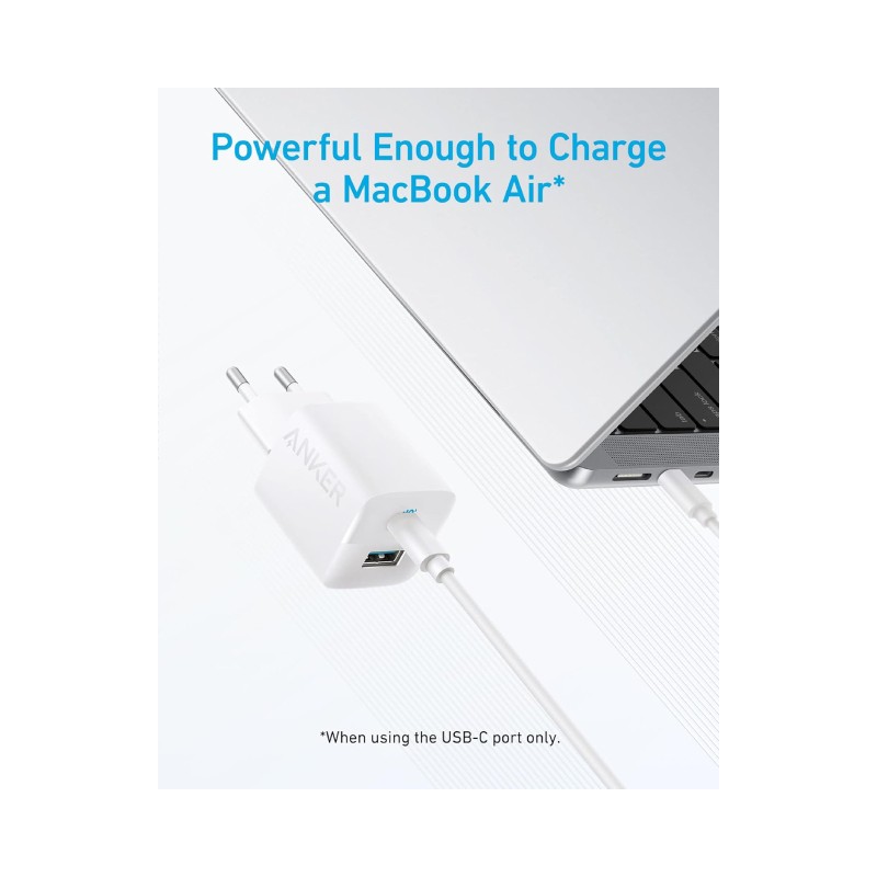 Punjač za telefon Anker 323 33W, USB-C i USB-A, beli – slika 5