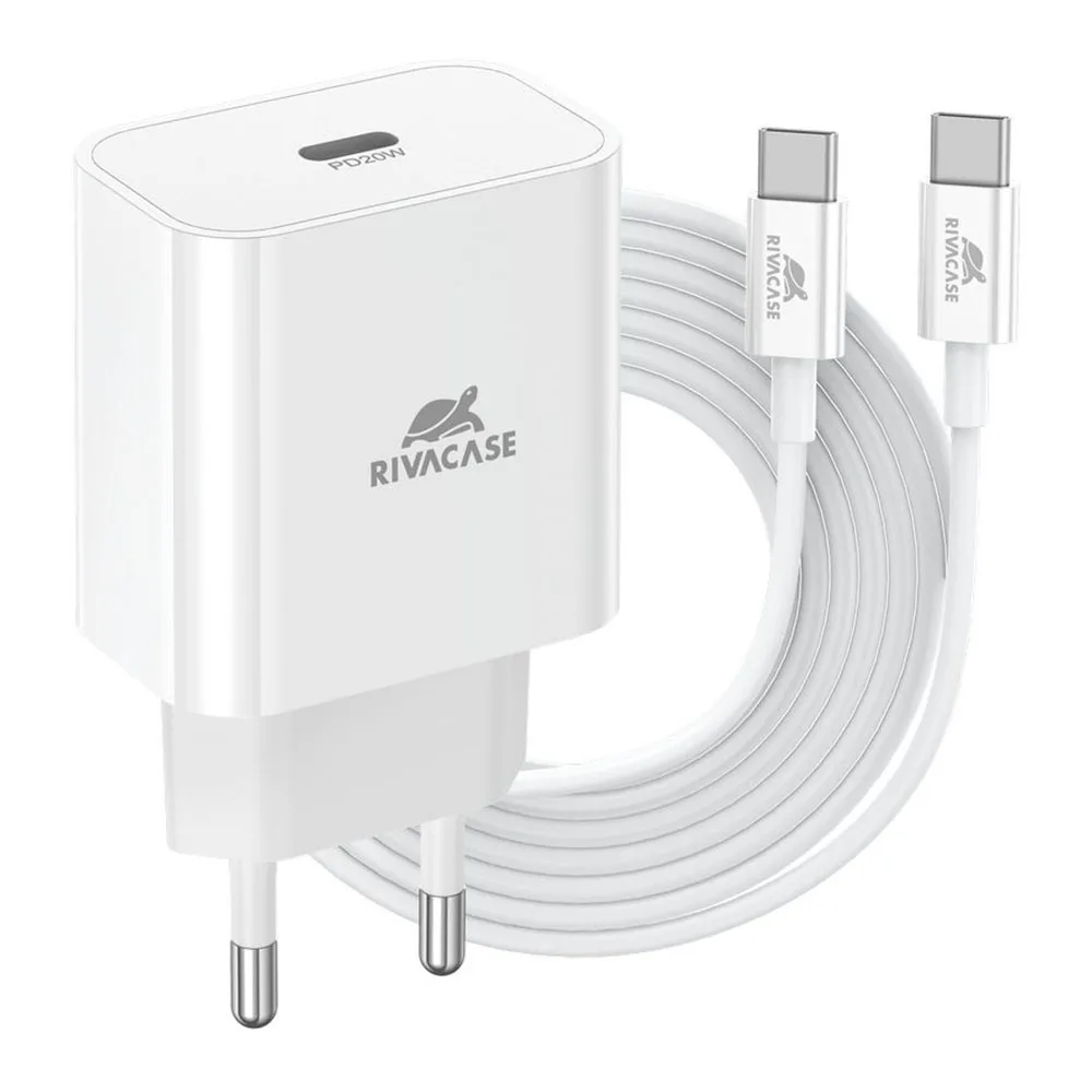 Punjač za telefon Riva Case 20W, USB-C + kabl USB-C na USB-C (PS4101)