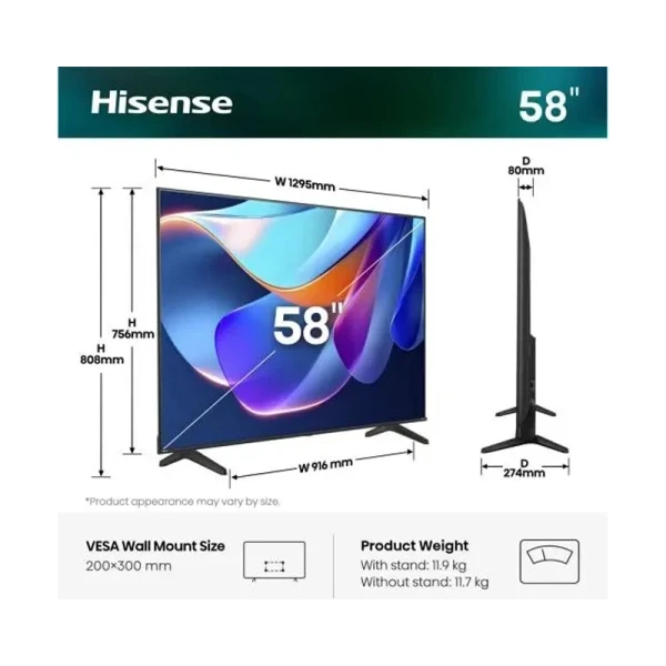 Televizor Hisense 58E6ST 58", 4K UHD, Smart, Vidaa – slika 4