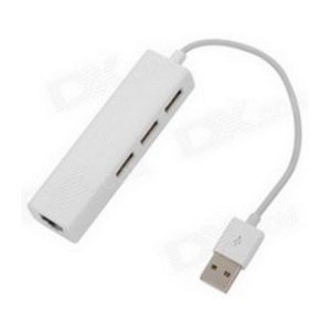 USB 2.0 - HUB 3port + RJ45 (ž) beli Fast Asia