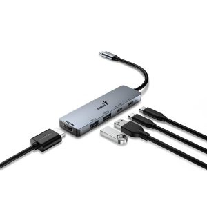 USB-C hub Genius UH-500 5-in-1 USB srebrni