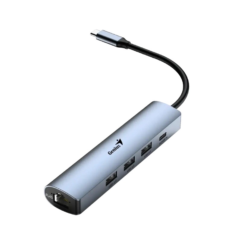 USB-C hub Genius UH-545 5-in-1 USB 3.0 Iron Grey srebrni