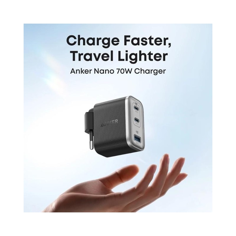 USB-C punjač za laptop Anker Nano 70W GaN, 3 porta