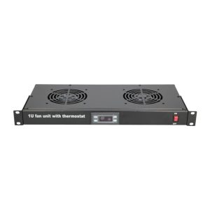 Ventilacioni panel-polica, dva ventilatora i termostat, 1U MaxPro