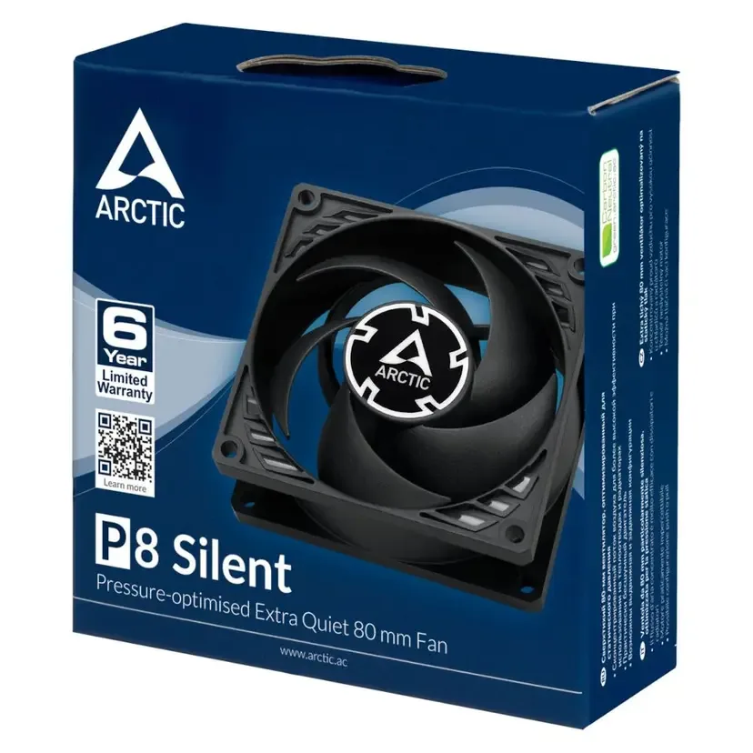 Ventilator za kućište Arctic P8 Silent 80 mm, crni (ACFAN00152A) – slika 3