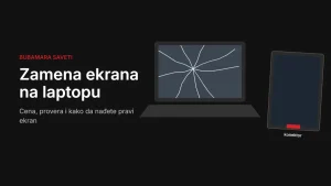 Zamena ekrana na laptopu: napukao ekran i novi panel sa označenim konektorom