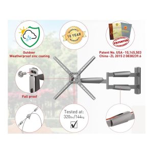 Zglobni zidni nosač za TV Barkan BM343XLOD do 65" sivi