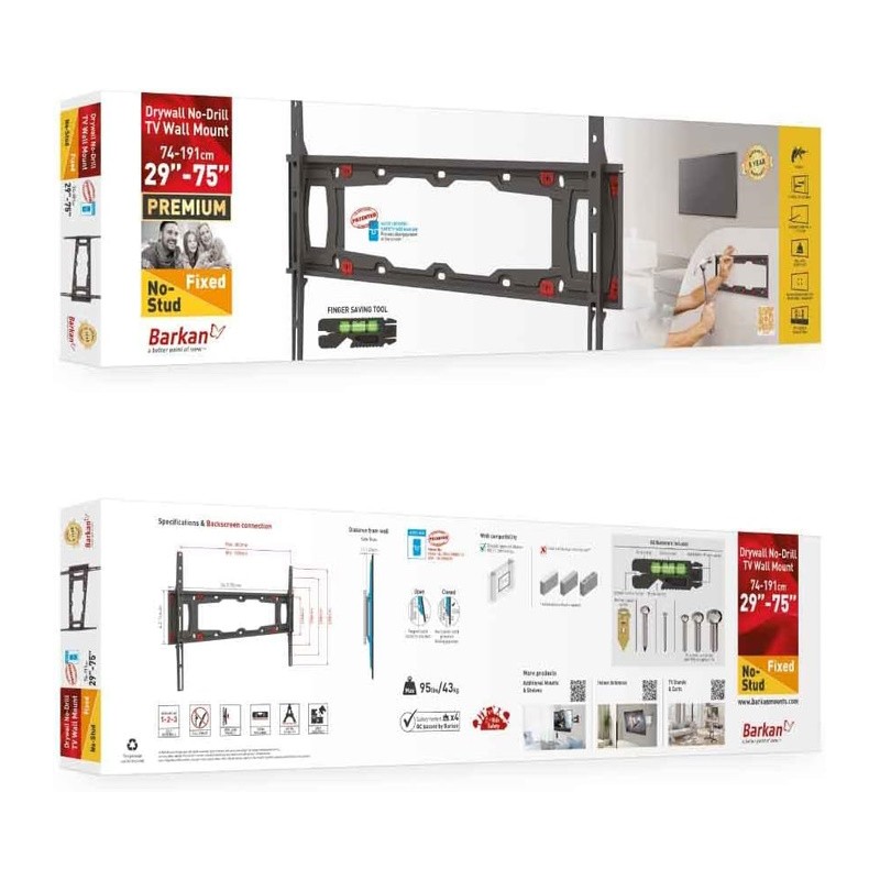 Zidni nosač za TV Barkan ND400.B za gipsane zidove od 29 do 75" – slika 3